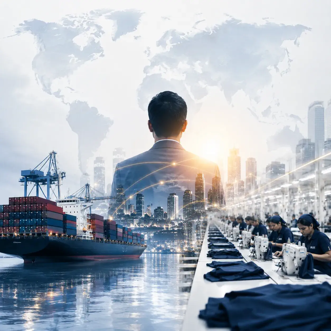 Global sourcing vision connecting production, logistics and buyer support