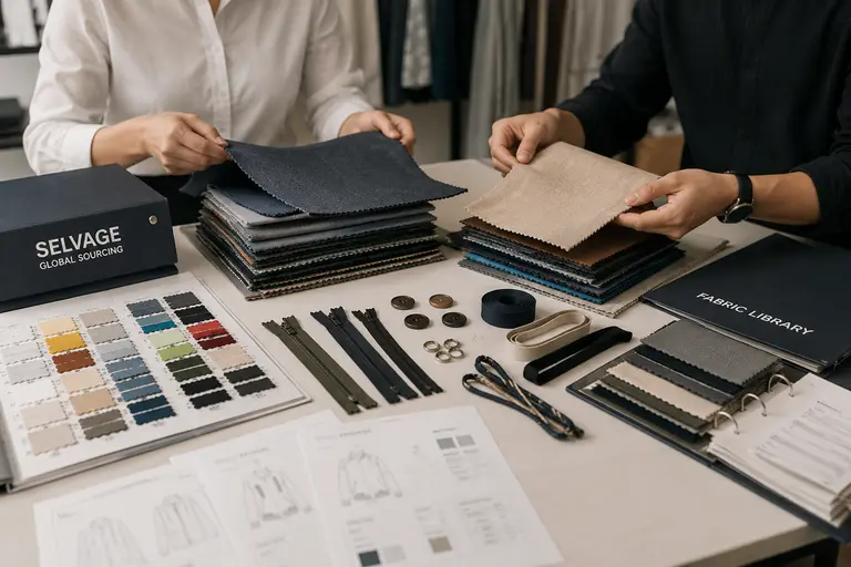 Fabric and trim selection for apparel development
