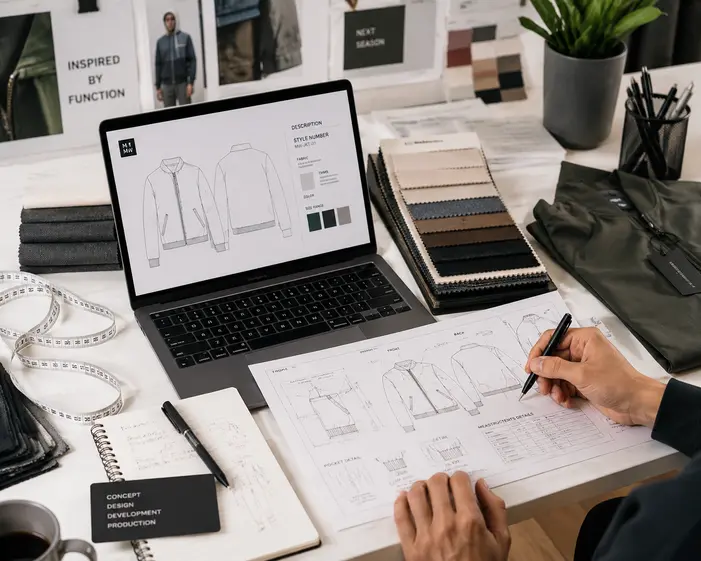 Tech pack sketches and structured design planning